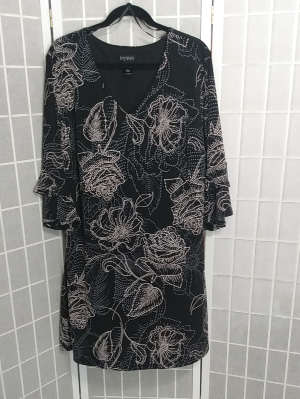 Enfocus Women Black Floral-Print Textured Midi Dress - WMNS 20W